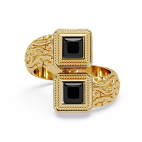 1.0 CTW Princess-Cut Filigree Bypass Colorstone Ring in Onyx and Yellow Gold – Lunéa Paris